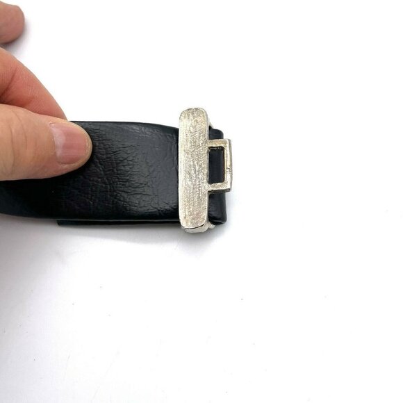 Paquette Women\'s Belt Gold Tone Buckle Clasp Hook Closure Black Leather Strap